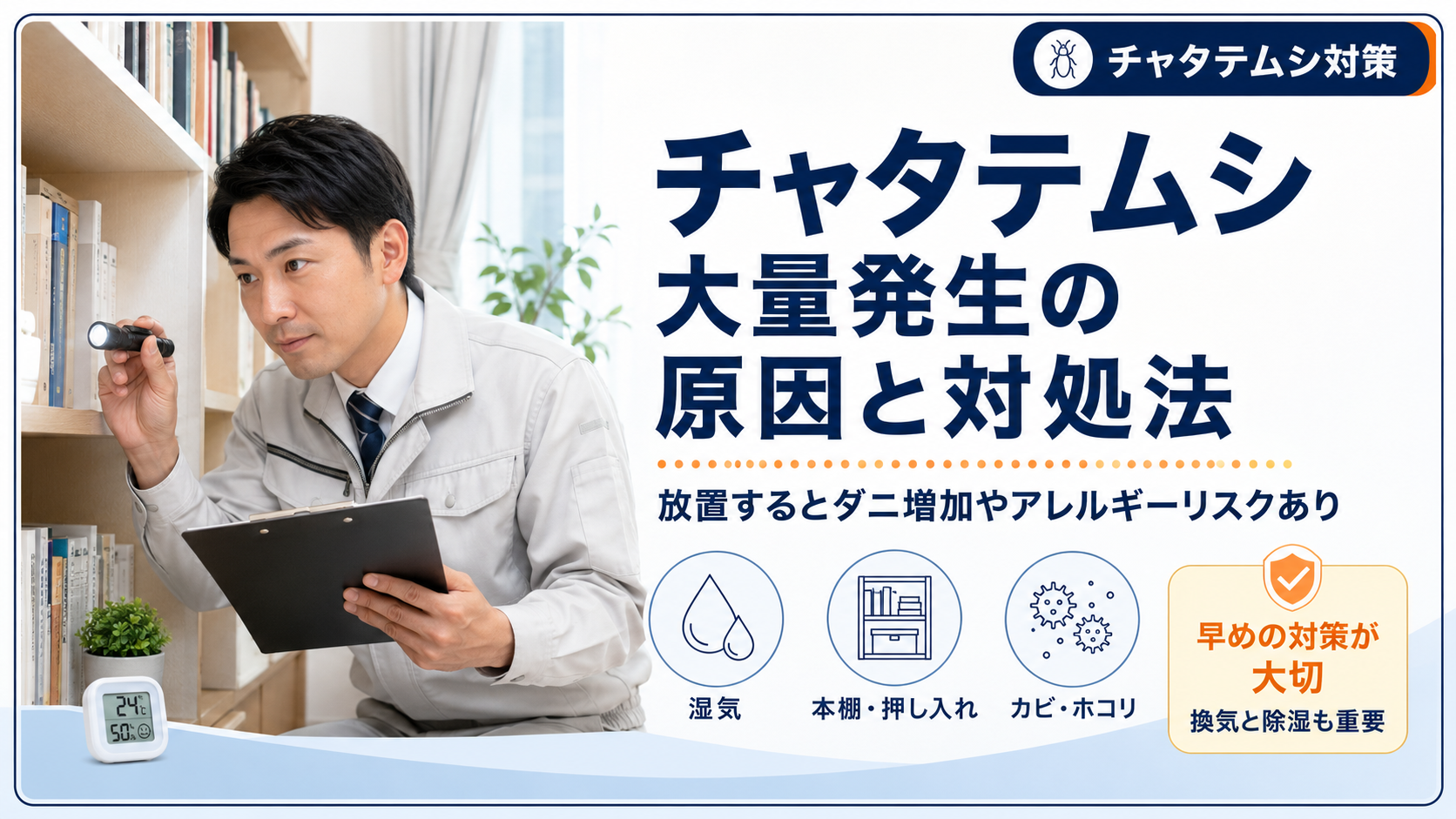 チャタテムシ大量発生の原因と対処法｜放置するとダニ増加やアレルギーリスクあり