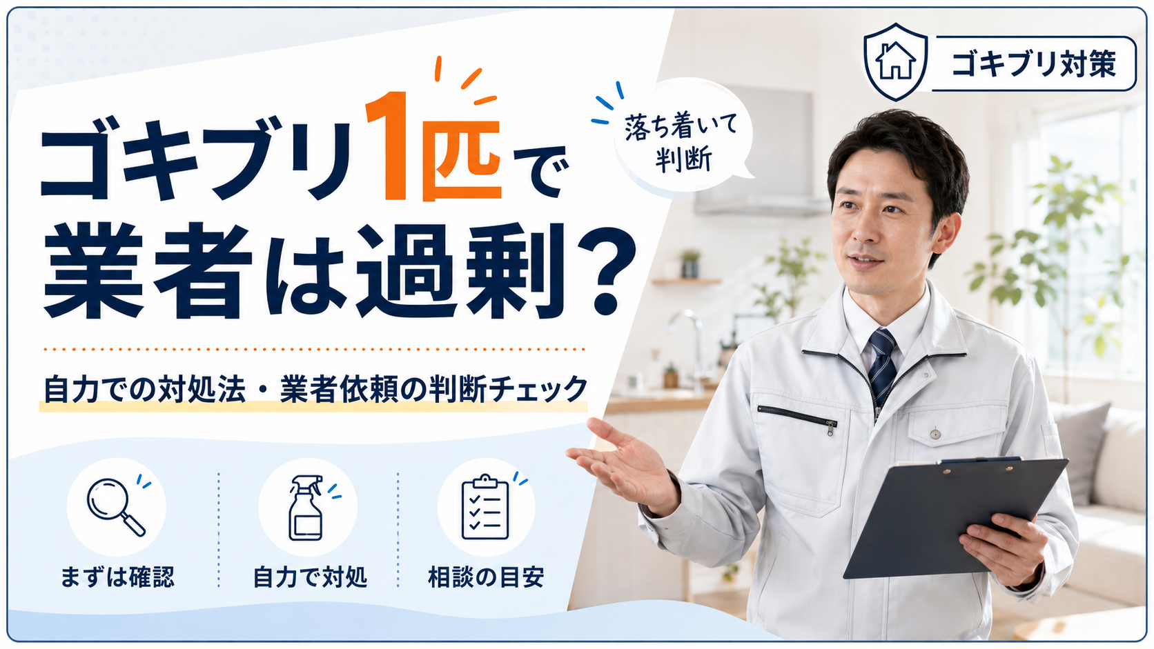 ゴキブリ1匹で業者は過剰？自力での対処法・業者依頼の判断チェック