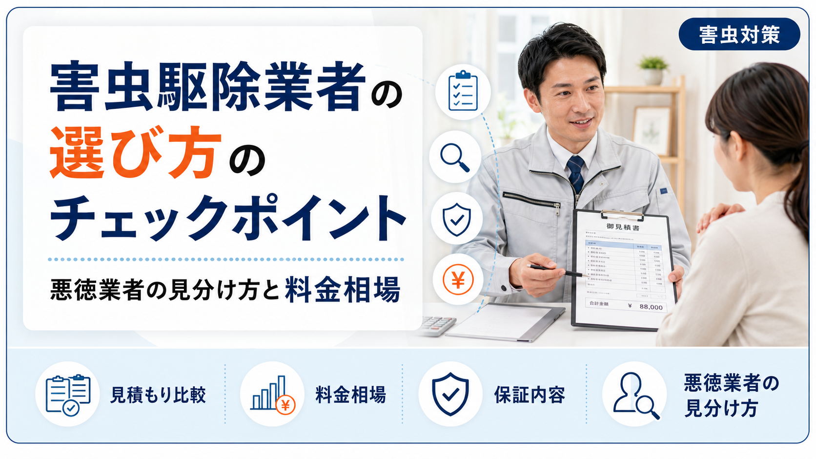 害虫駆除業者の選び方のチェックポイント｜悪徳業者の見分け方と料金相場